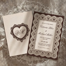 Vintage Victorian Dark Brown Cream Lace Wedding