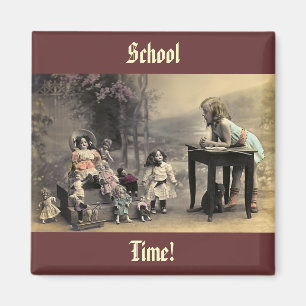 Vintage Victorian Dolls School Time Fridge Magnet