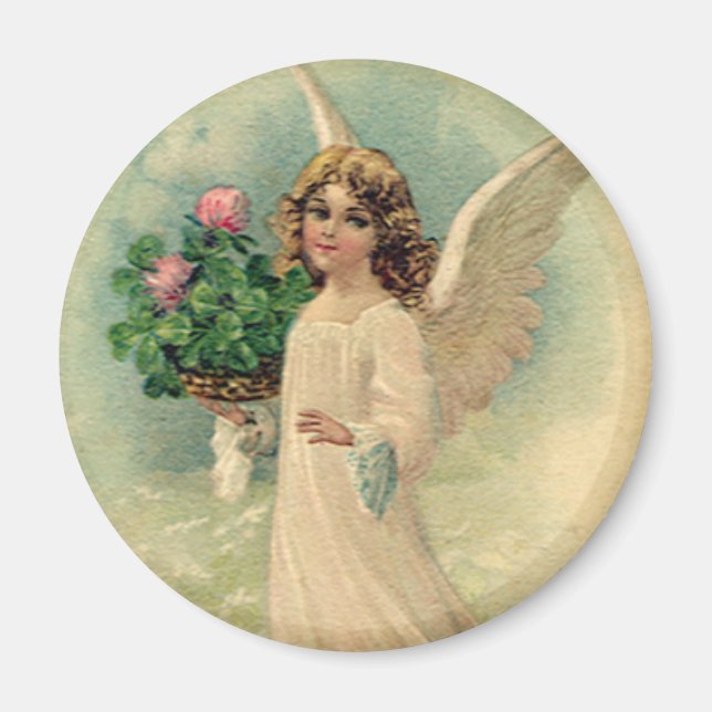 Vintage Victorian Easter Angel with Flowers Magnet (Front)