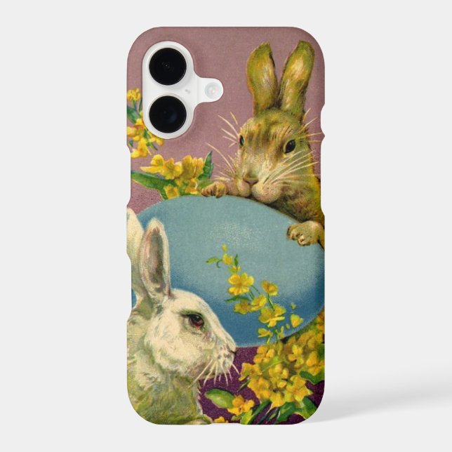Vintage Victorian Easter Bunnies with Blue Egg (Back)
