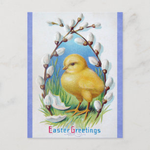 Vintage Victorian Easter Greetings Cute Chick Postcard