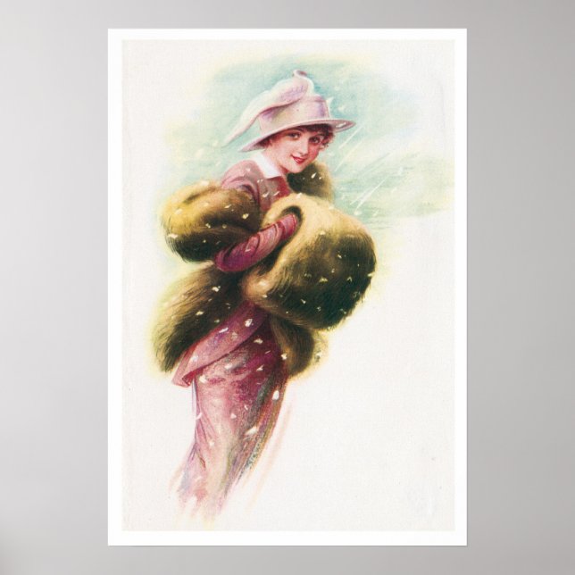 Vintage Victorian Elegant Lady Art Print Poster (Front)
