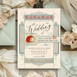 Vintage Victorian Elegant Old Money Retro Wedding Invitation