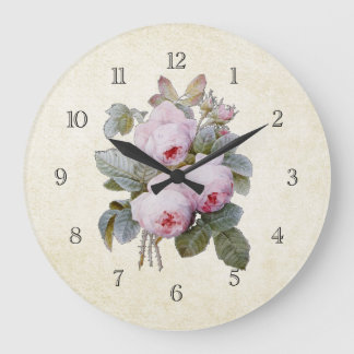 Vintage Victorian English Roses Bouquet Large Clock
