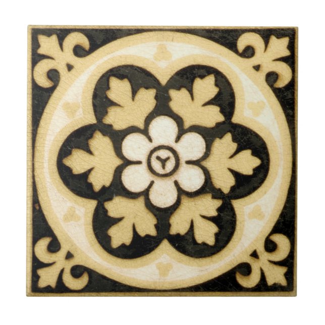 Vintage Victorian Era American Encaustic Tile (Front)