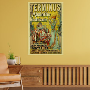 Vintage Victorian Era Art Nouveau Absinthe Ad Poster