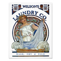 Vintage Victorian Era Art Nouveau Laundry 