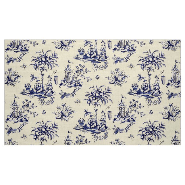 Vintage Victorian Era French Chinoiserie Pattern Fabric (Fat Quarter)