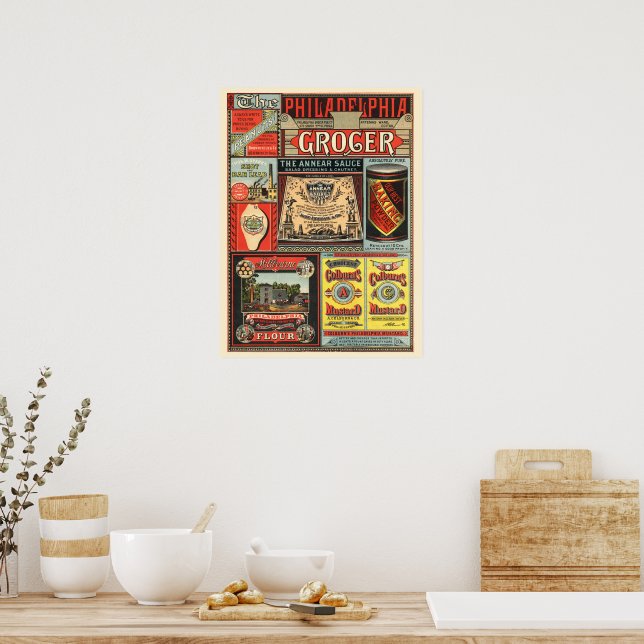 Vintage Victorian Era Grocery Food Advertisements Poster (Kitchen)