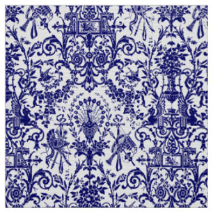 Vintage Victorian Era Peacock Griffin Pattern Fabric