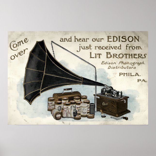 Vintage Victorian Era Phonograph Ad Poster (Front)