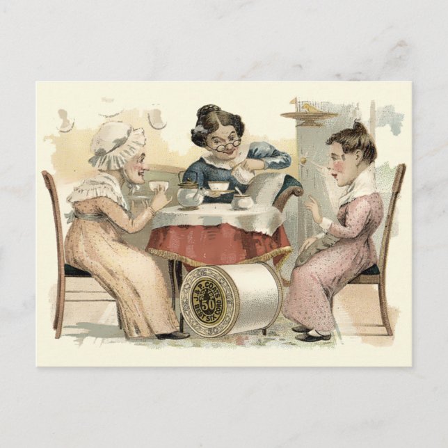 Vintage Victorian Era Tea Party Ad Postcard (Front)