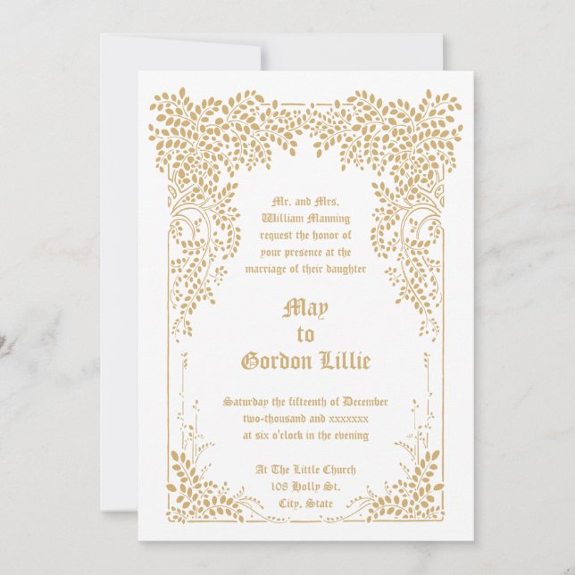 Vintage Victorian Era Tree Foliage Wedding Invitation (Front)
