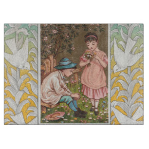Vintage VIctorian Era Valentine's Day Card, 1876 Cutting Board