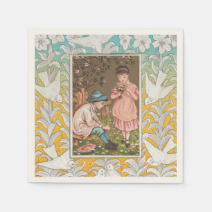 Vintage VIctorian Era Valentine's Day Card, 1876 Napkin