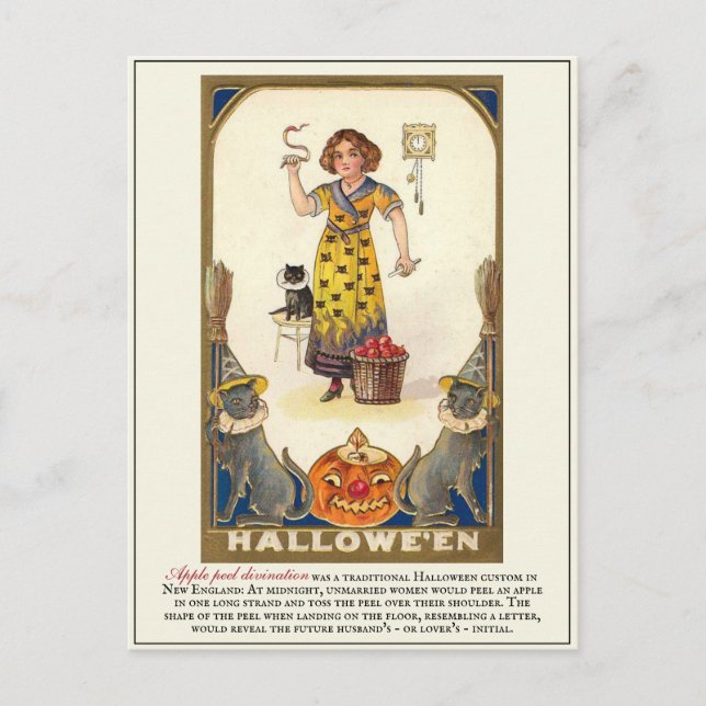 Vintage Victorian Erstwhile Halloween Traditions Postcard (Front)