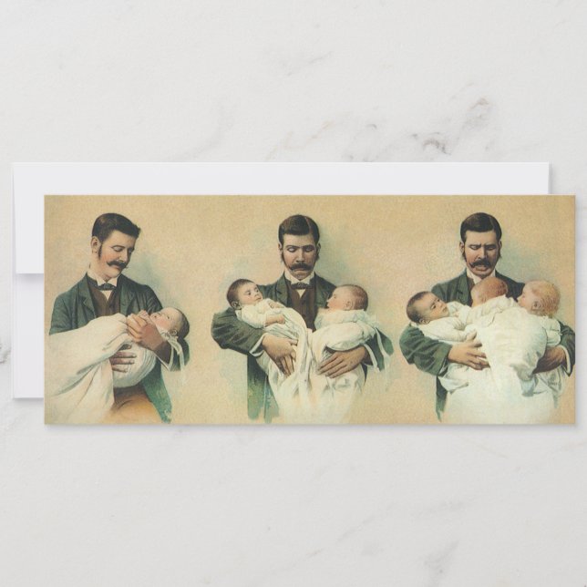 Vintage Victorian Father's Day, It's Triplets! Invitation (Front)
