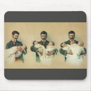 Vintage Victorian Father's Day, It's Triplets! Mouse Pad