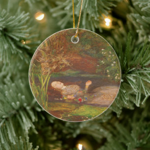 Vintage Victorian Fine Art, Ophelia by Millais Ceramic Tree Decoration