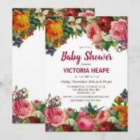 Vintage Victorian Floral Baby Shower Invitation