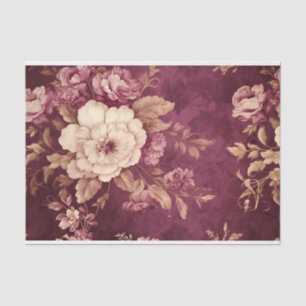 Vintage Victorian Floral Bouquet in Wine Tissue Paper
