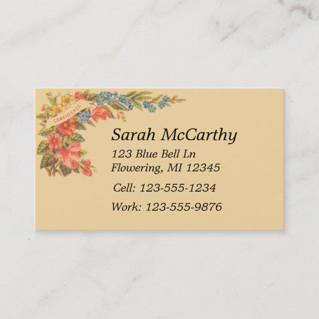 Vintage Victorian Floral Business Card (Front)