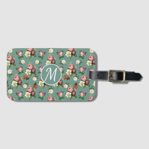 Vintage Victorian Floral Pattern Chic Monogrammed Luggage Tag