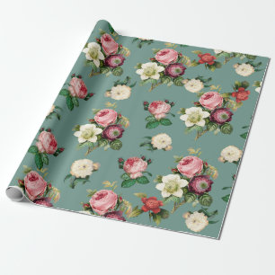 Vintage Victorian Floral Pattern Elegant Chic Wrapping Paper