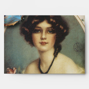 vintage victorian floral retro paris woman envelope