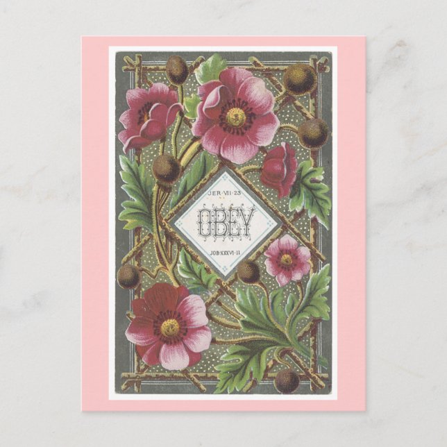 Vintage Victorian Flowers Scriptures Postcard (Front)