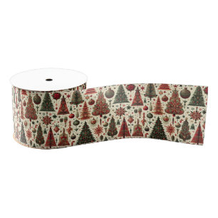 Vintage Victorian Forest Tapestry Christmas Ribbon Grosgrain Ribbon