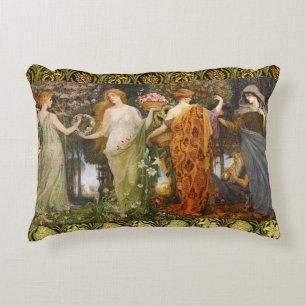 Vintage Victorian Four Seasons Goddess Floral Art Decorative Cushion