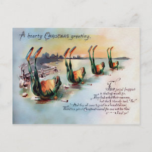 Vintage Victorian Frogs Christmas Postcard