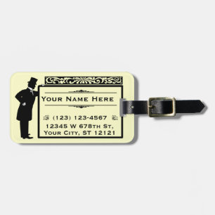 Vintage Victorian Gentleman Personalised Name Luggage Tag