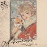 Vintage Victorian Girl & Fox Christmas Decoupage Tissue Paper<br><div class="desc">Bring a touch of nostalgia to your holiday projects with this Vintage Victorian Girl & Fox Christmas Decoupage Tissue Paper. Featuring a charming Victorian lady holding a fox, surrounded by a dreamy winter scene, this design captures the essence of a classic, old-fashioned Christmas. Perfect for decoupage, junk journalling, and paper...</div>