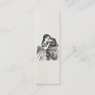 Vintage Victorian Girl With Basket Mini Business Card