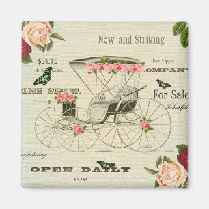 Vintage victorian girly magnet w/ flowers