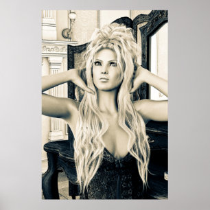 Vintage Victorian Glamour Portrait Art Poster
