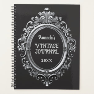 Vintage Victorian gothic black silver journal Planner