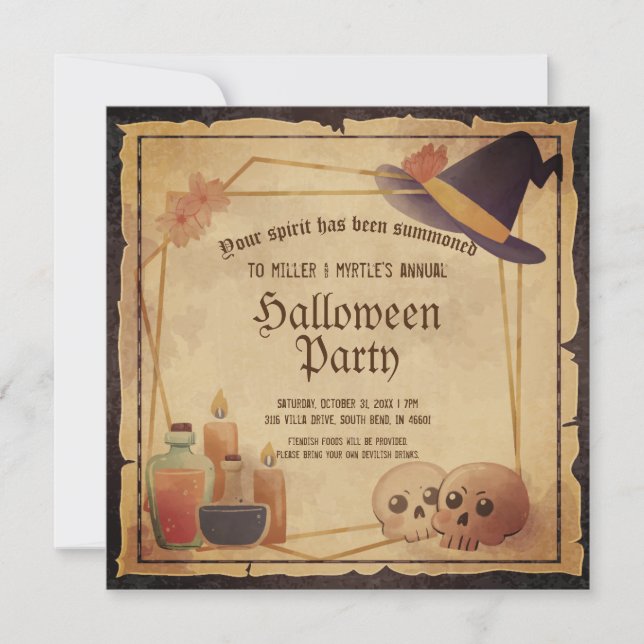 Vintage Victorian Gothic Creepy Halloween Party Invitation (Front)