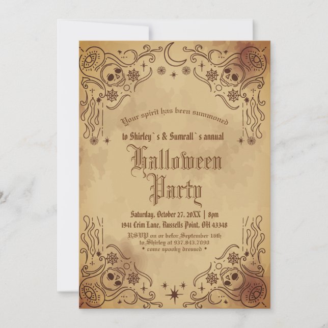 Vintage Victorian Gothic Creepy Halloween Party Invitation (Front)