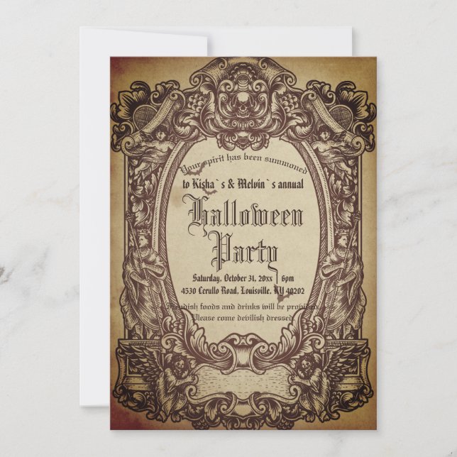 Vintage Victorian Gothic Wicked Halloween Party Invitation (Front)