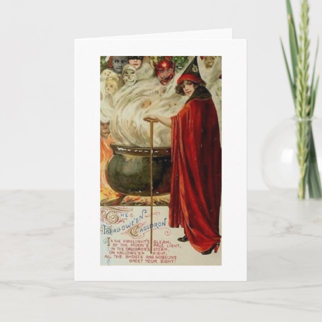 Vintage Victorian Halloween Greeting Card (Front)