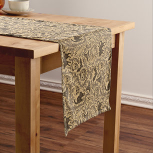 Vintage Victorian Halloween pattern with ghosts  Short Table Runner