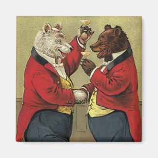 Vintage Victorian Happy, Gay, Dancing Bears Magnet