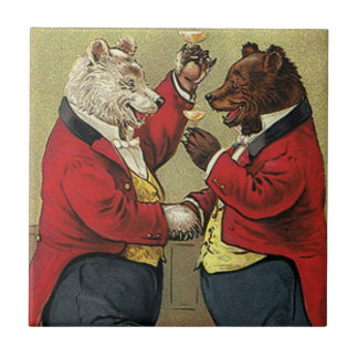 Vintage Victorian Happy, Gay, Dancing Bears Tile
