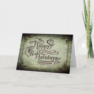 Vintage Victorian Happy Holidays Holiday Card