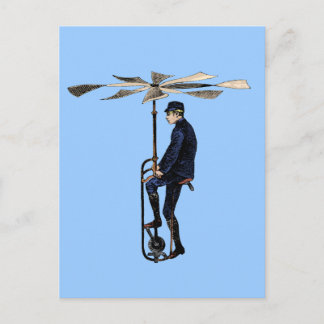 Vintage Victorian Helicopter Flying Contraption Postcard