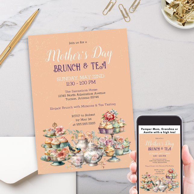 Vintage Victorian High Tea Party Brunch Invitation (Vintage Victorian Tea Party Invitation for Mother's Day, Ladies Book Club or any Elegant Tea Tasting)