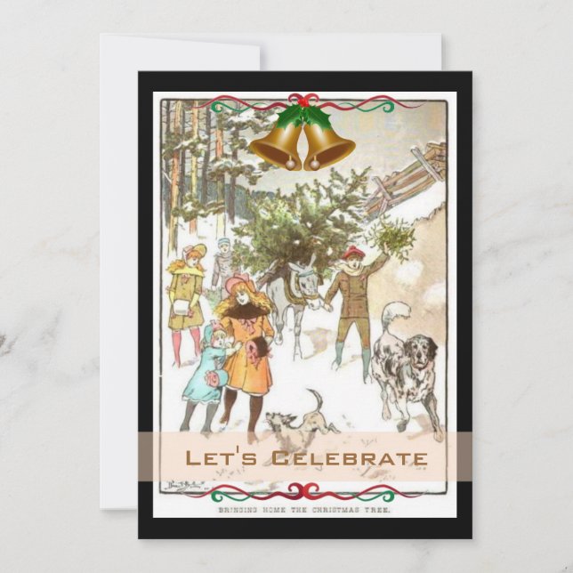 Vintage Victorian Holiday Christmas Party Invitation (Front)